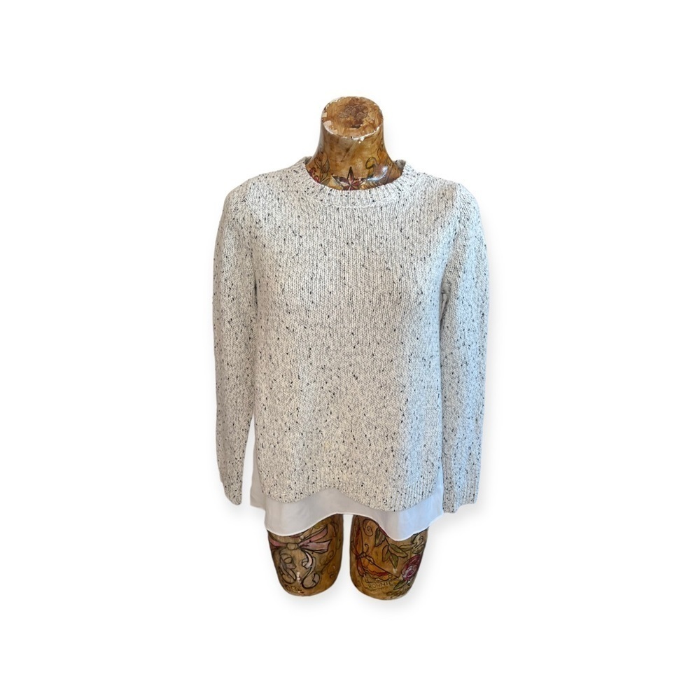 Club Monaco sweater knit top gray cream XS wool blend